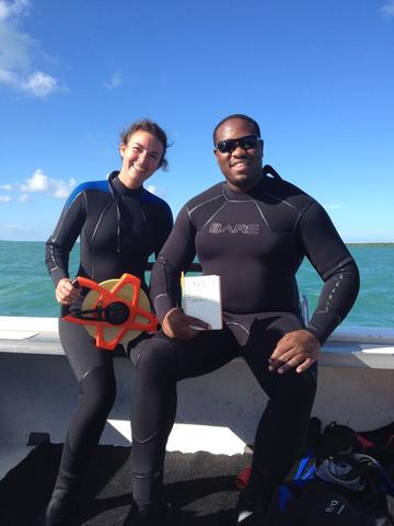 REEF Marine Conservation Interns Catie and Colin sporting their new BARE wetsuits in the field while collecting lionfish data.